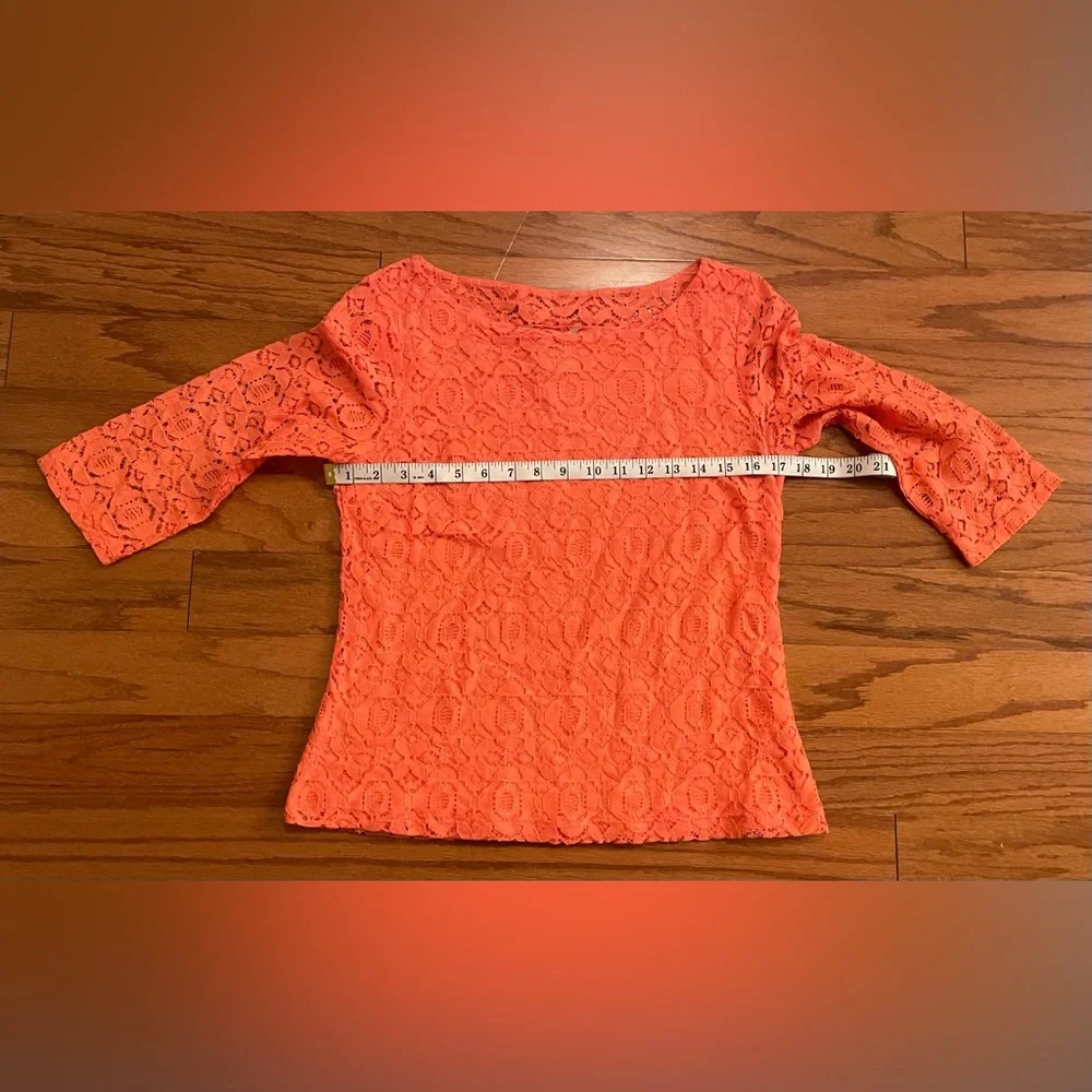 Banana‎ Republic- Coral Lace Boatneck Blouse Size 10P